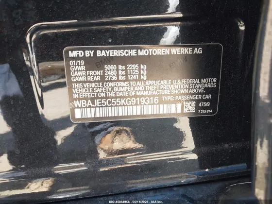 2019 BMW 5 Series 540i