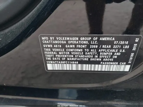 2015 Volkswagen Passat 1.8T S