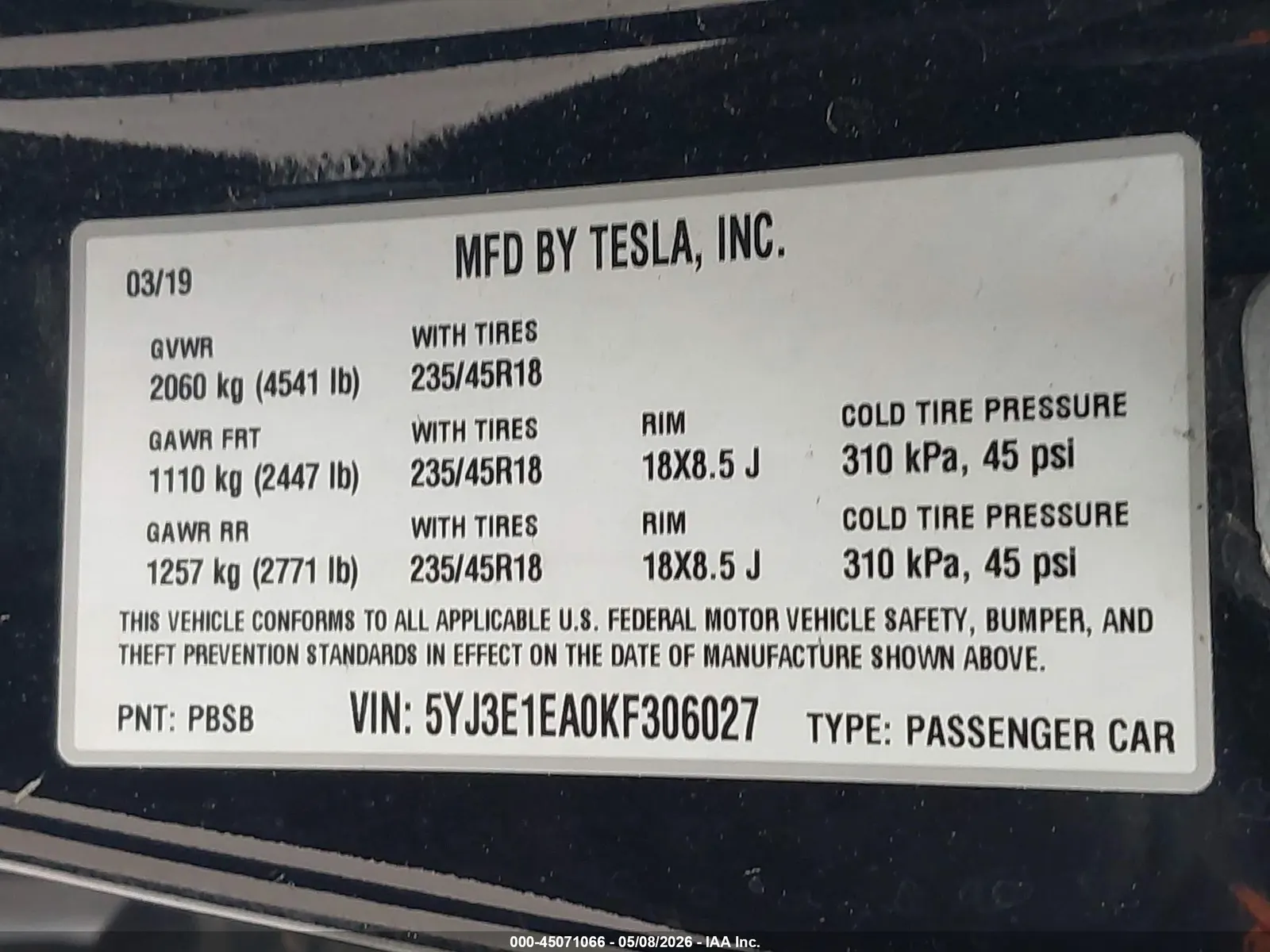2019 Tesla Model 3 Mid Range