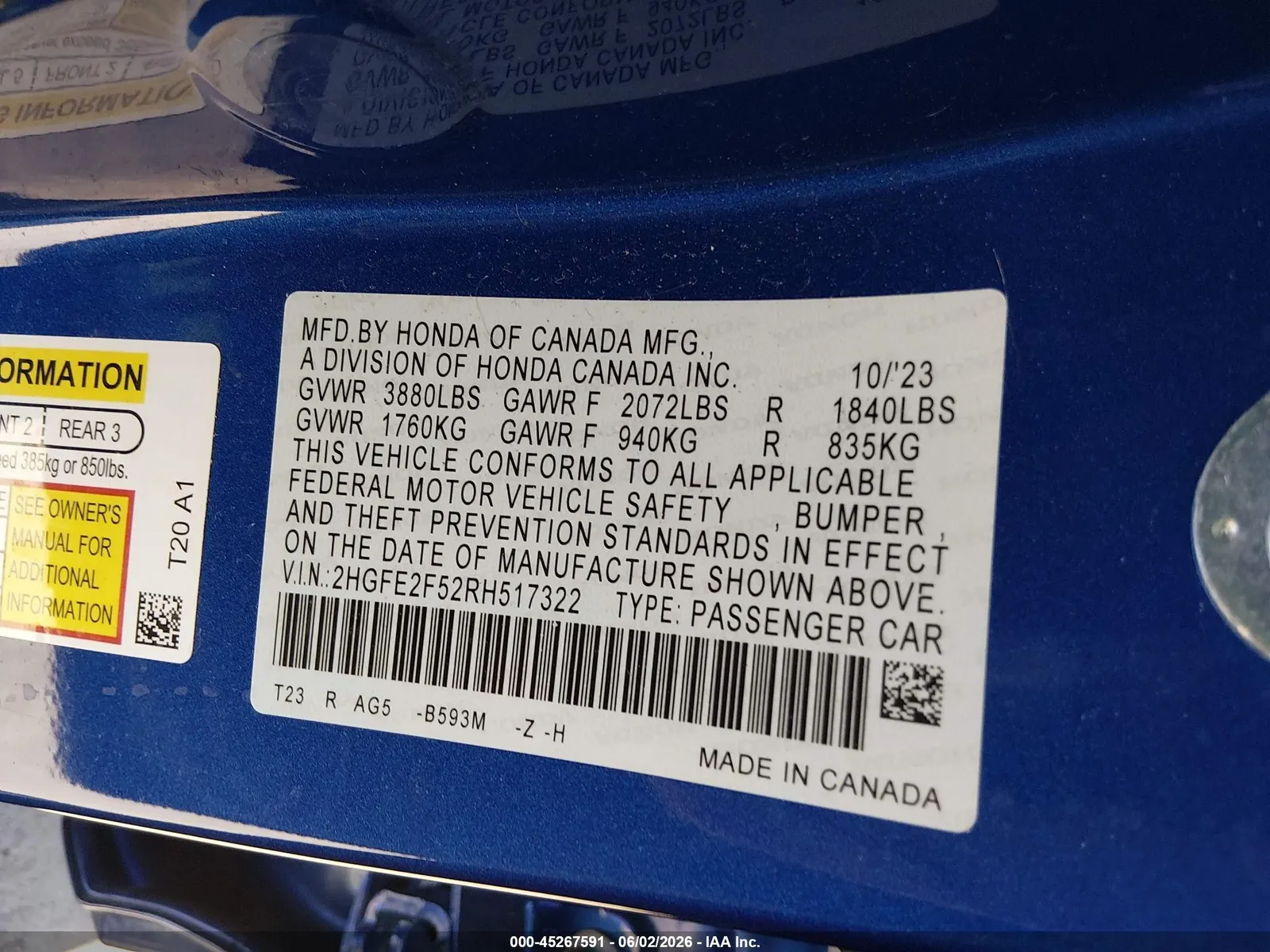 2024 Honda Civic Sedan Sport