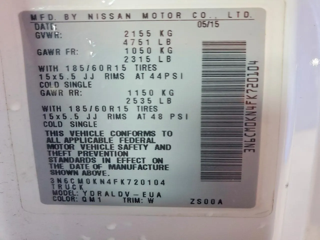 2015 Nissan NV200 SV