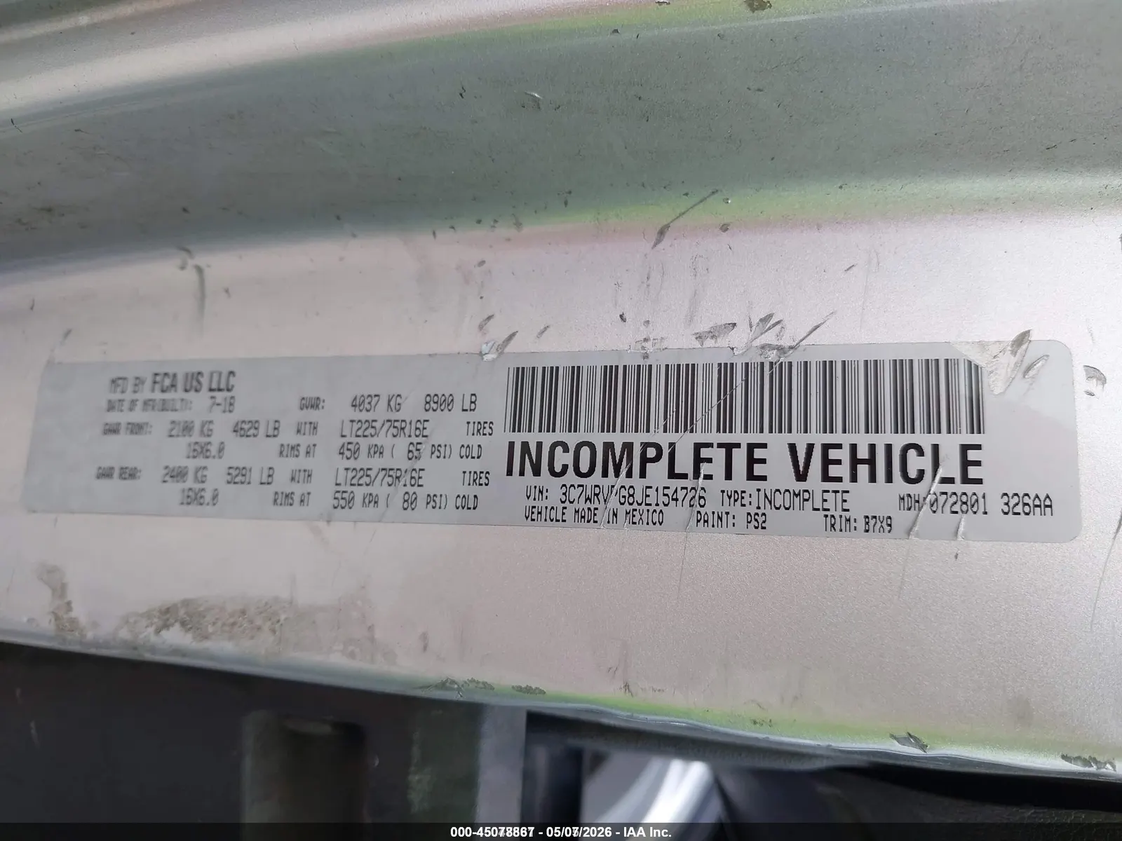 2018 Ram ProMaster WINDOW VAN HIGH ROOF 159 WB