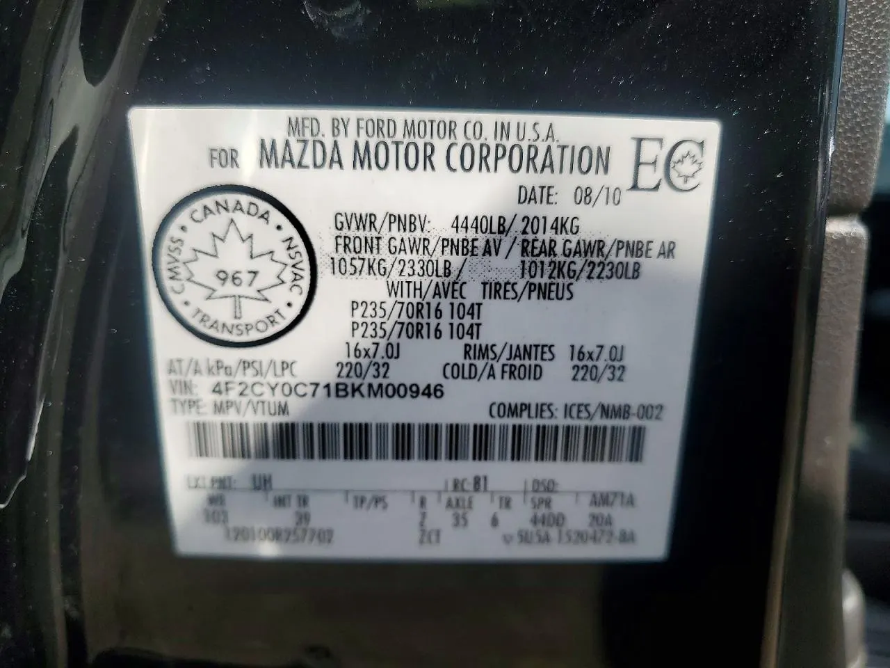 2011 Mazda Tribute Sport