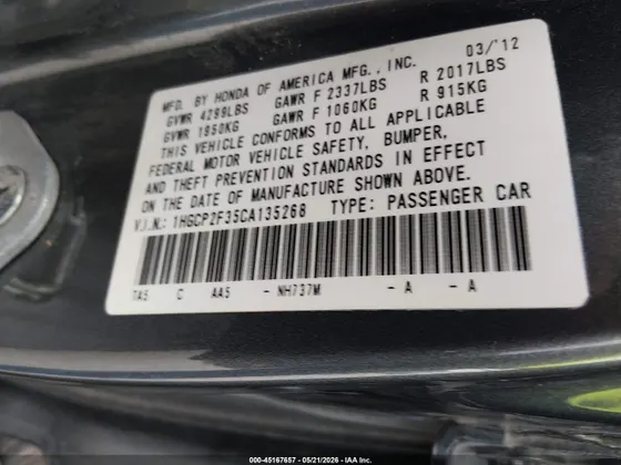 2012 Honda Accord Sdn LX