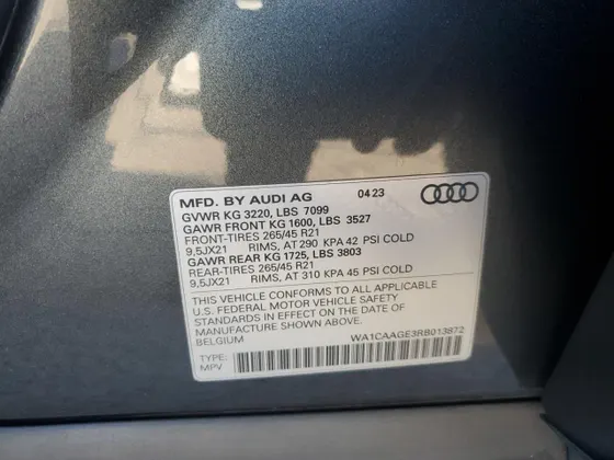 2024 Audi Q8 e-tron Sportback S line Premium Plus