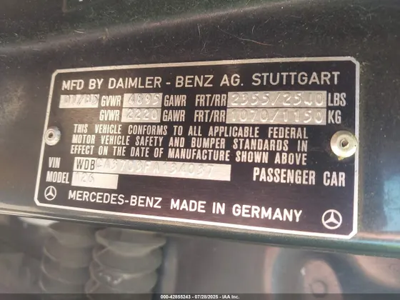 1985 Mercedes-Benz 500 Series 500SEL