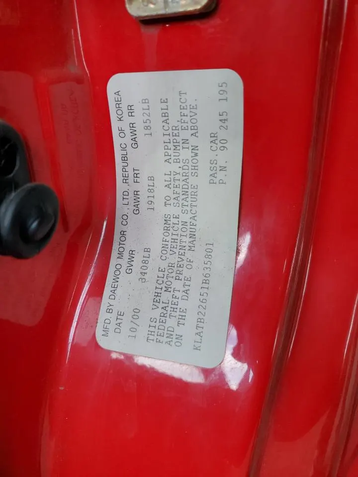 2001 Daewoo LANOS SPORT