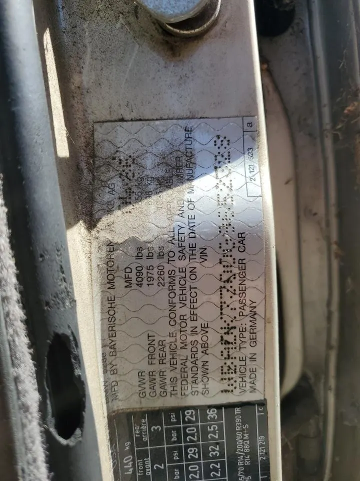 1986 BMW 528 - 533 - 633 - 733 528E