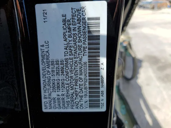 2022 Acura TLX Type S w/Performance Tire