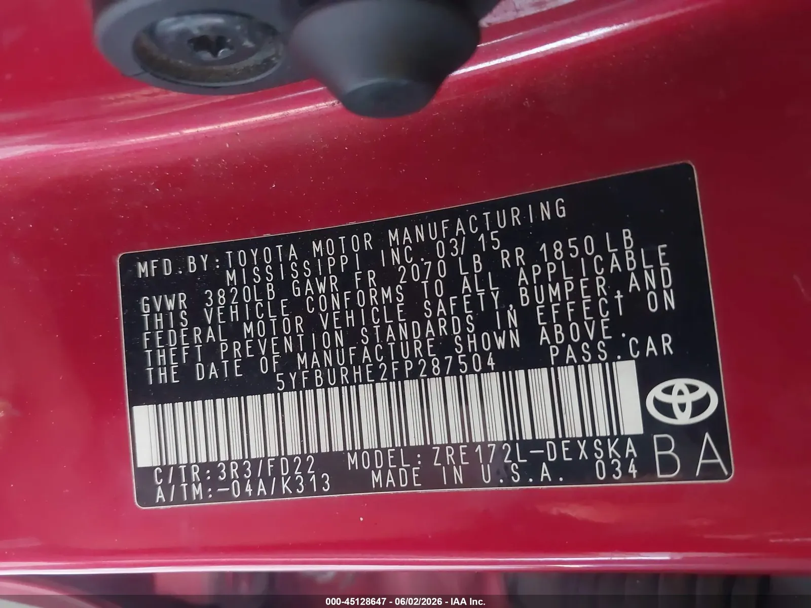 2015 Toyota Corolla S Plus