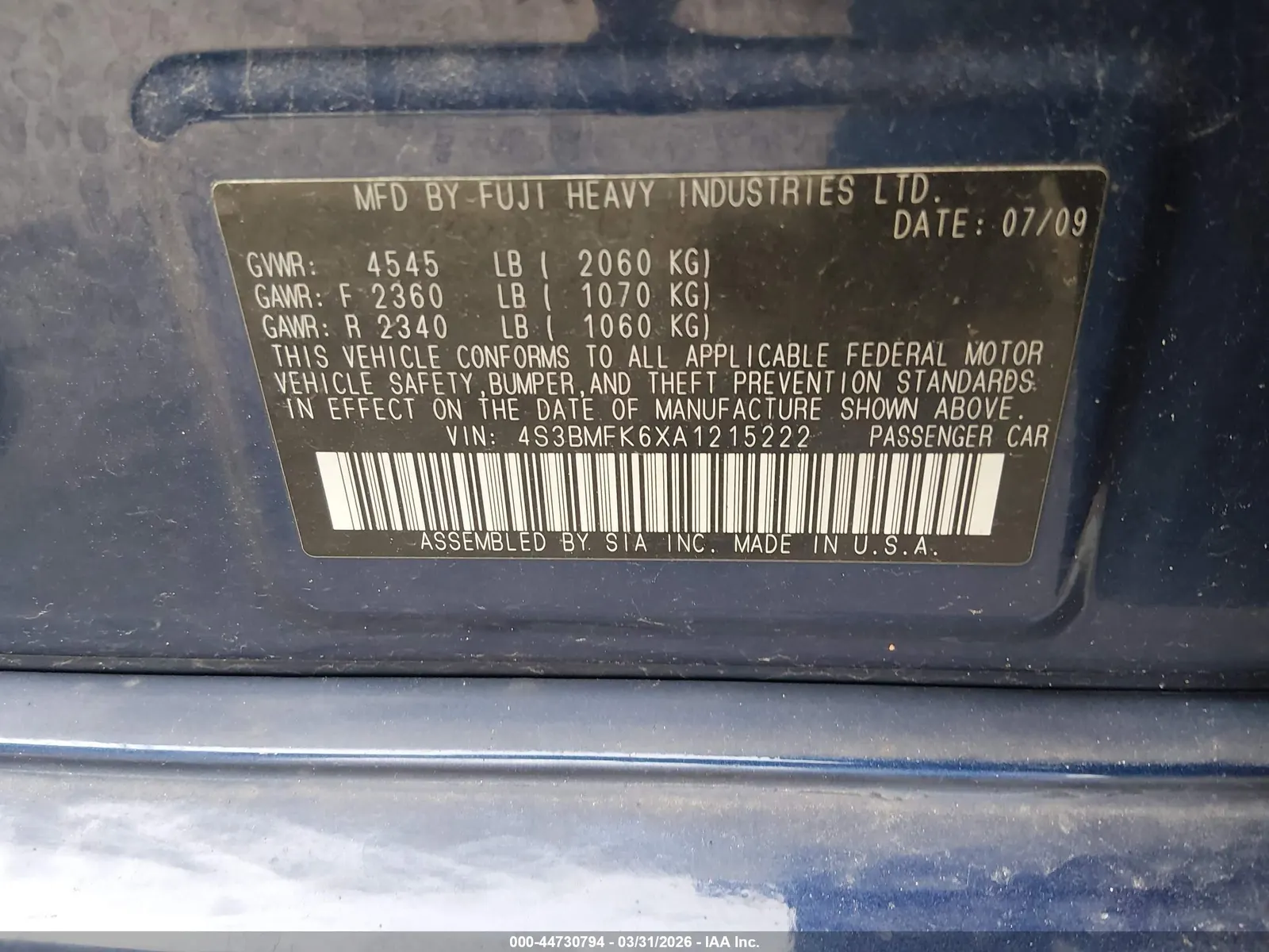 2010 Subaru Legacy GT Limited Moon