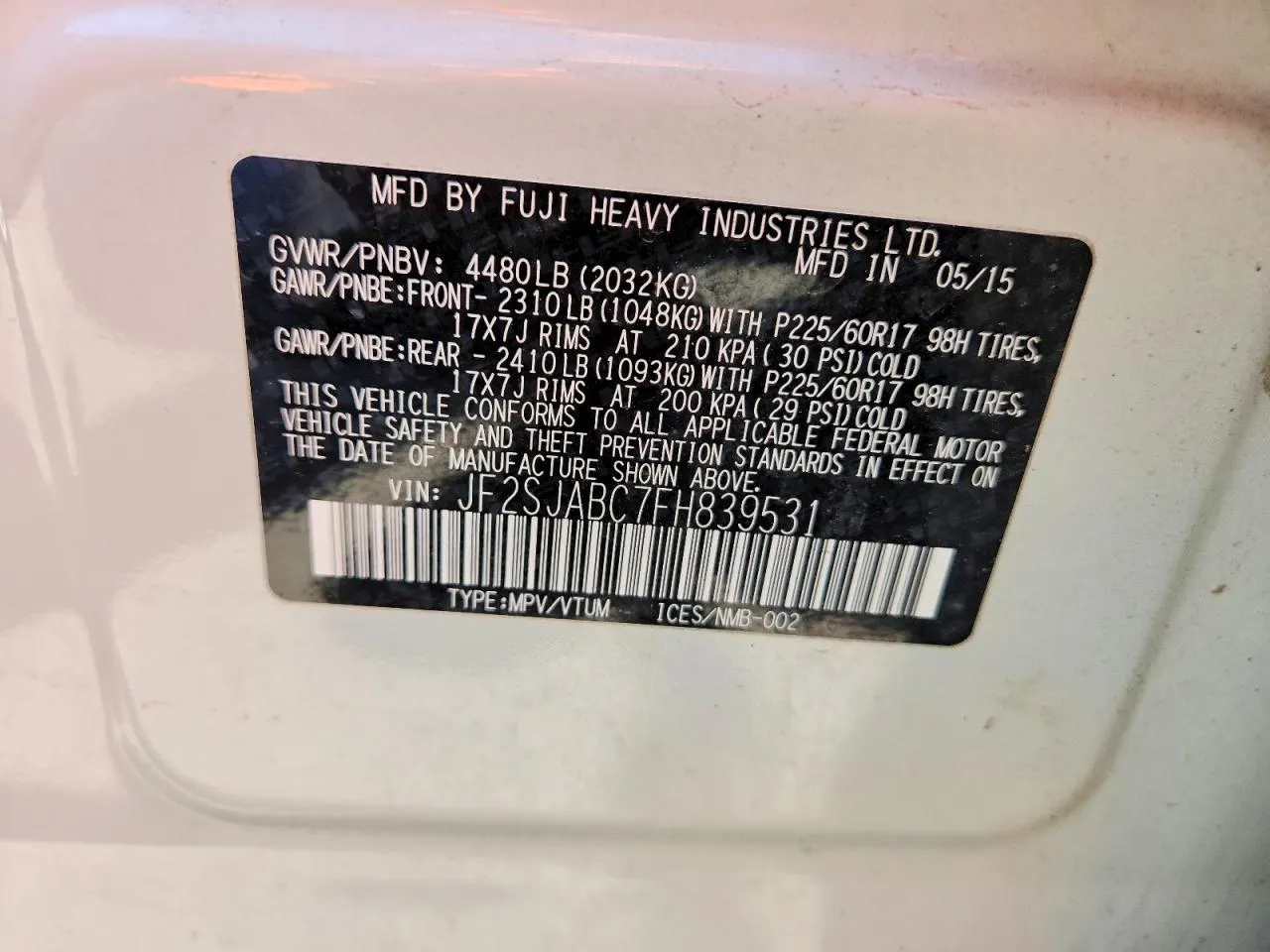 2015 Subaru Forester 2.5i