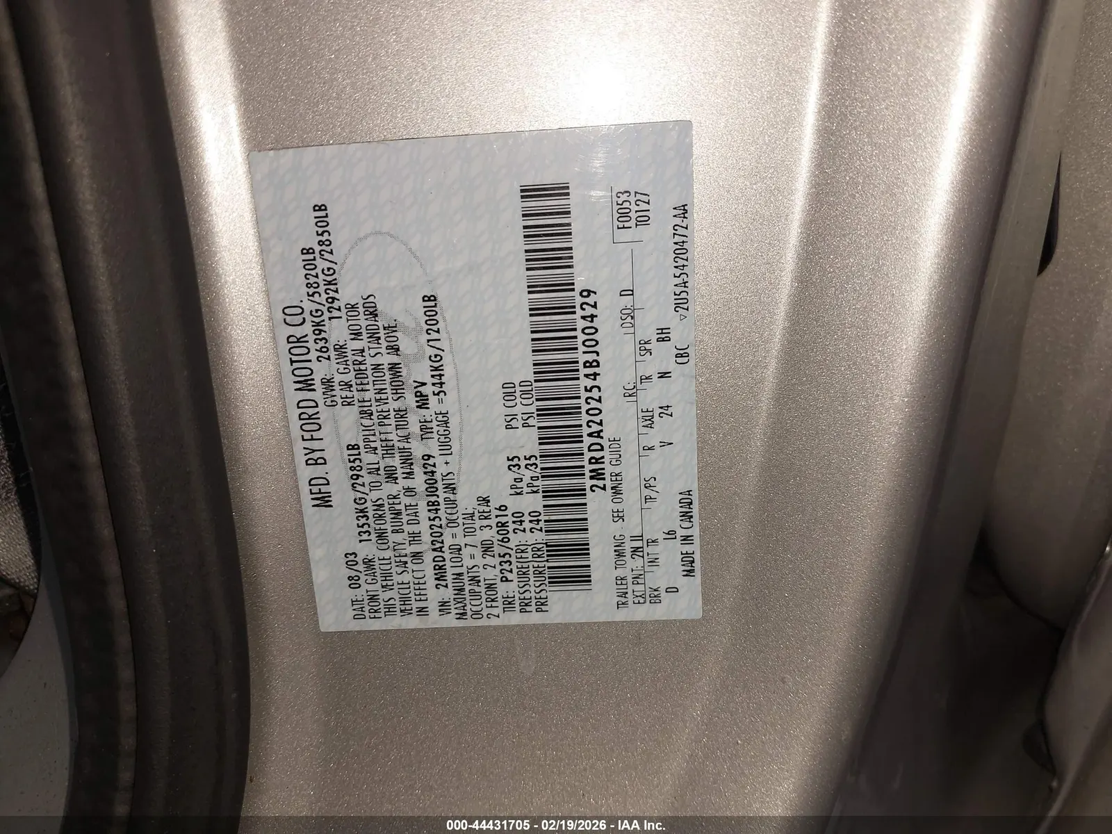 2004 Mercury Monterey Convenience