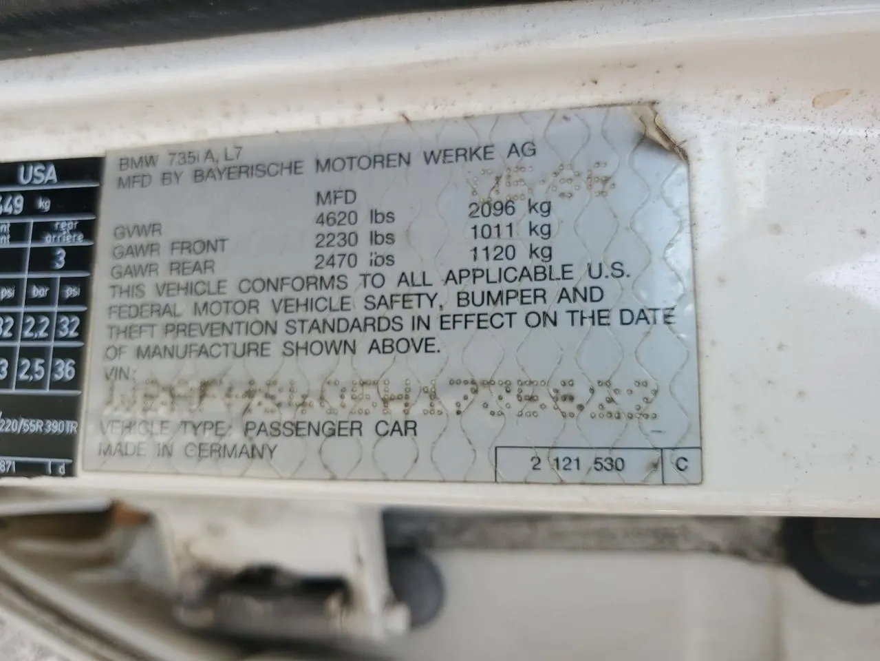 1987 BMW 524 - 528 - 535 - 635 - 735 735I
