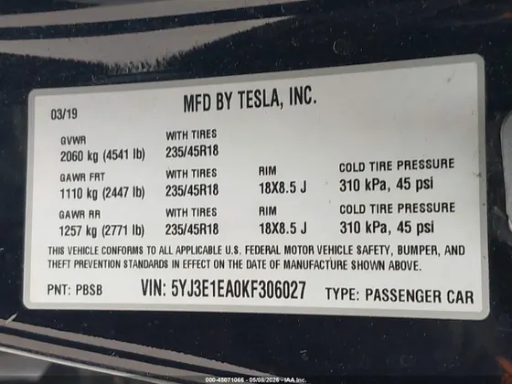 2019 Tesla Model 3 Mid Range