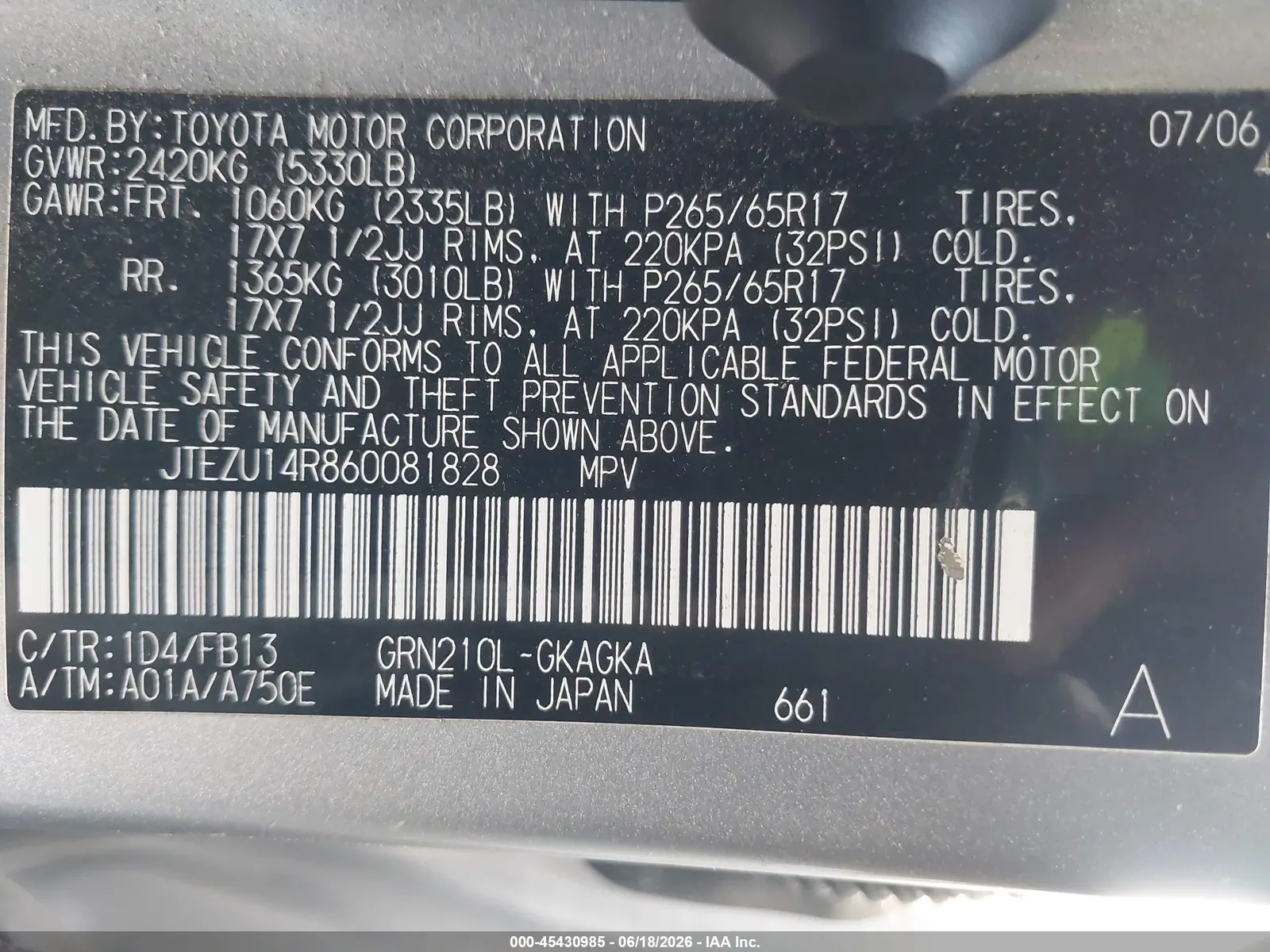 2006 Toyota 4Runner SR5