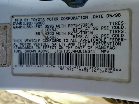 1998 Toyota Land Cruiser LAND CRUIS