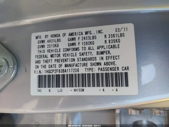 2011 Honda Accord Sdn EX-L