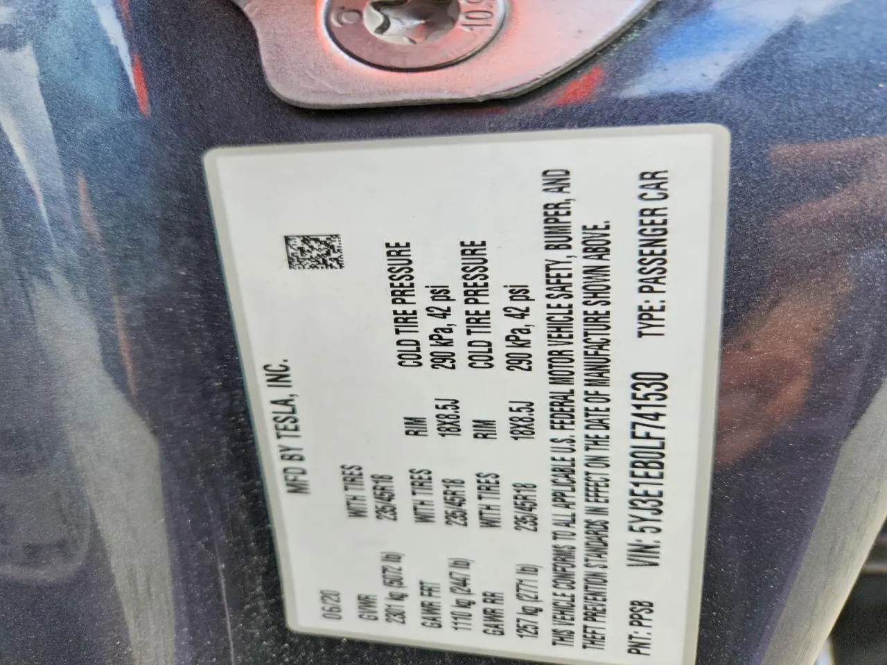 2020 Tesla Model 3 Long Range