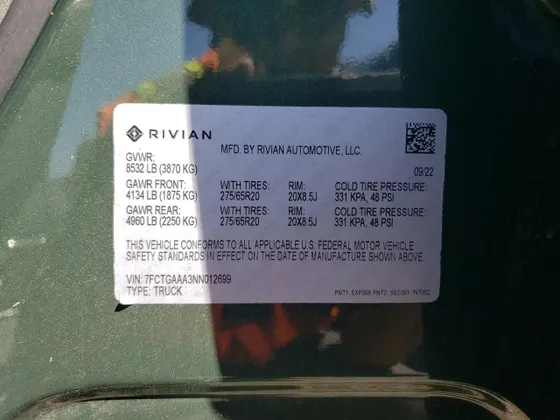 2022 Rivian R1T Adventure Package