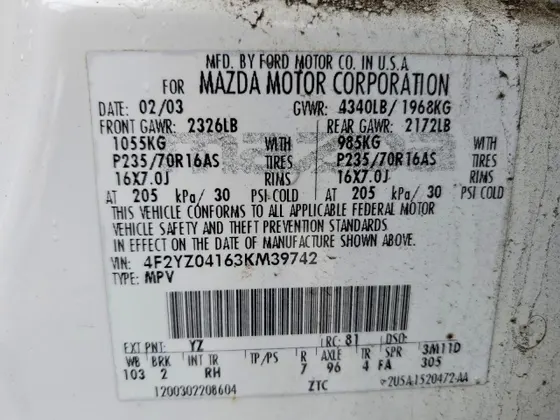 2003 Mazda Tribute LX