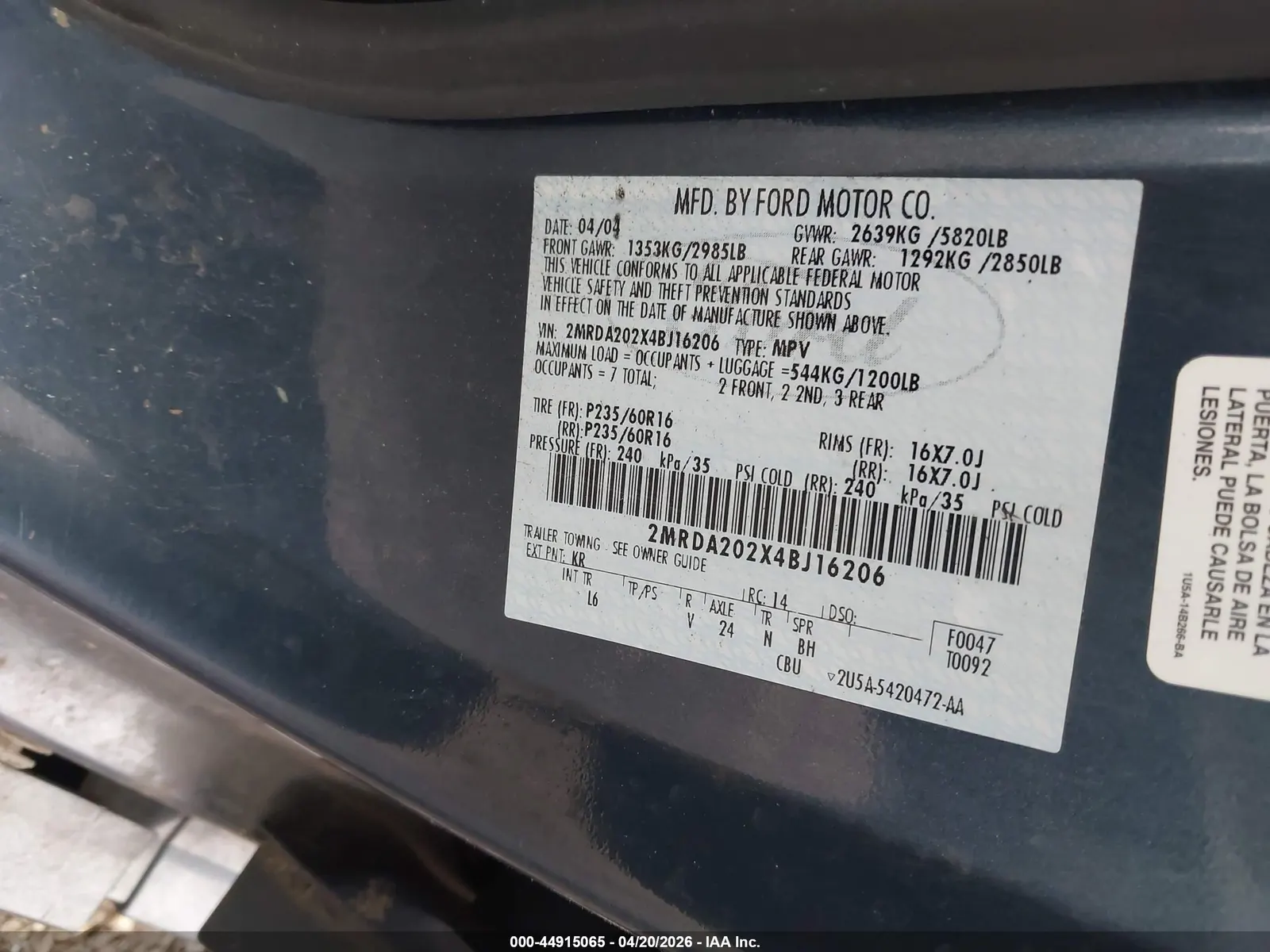 2004 Mercury Monterey Convenience