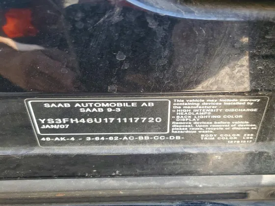 2007 Saab 9-3 Aero