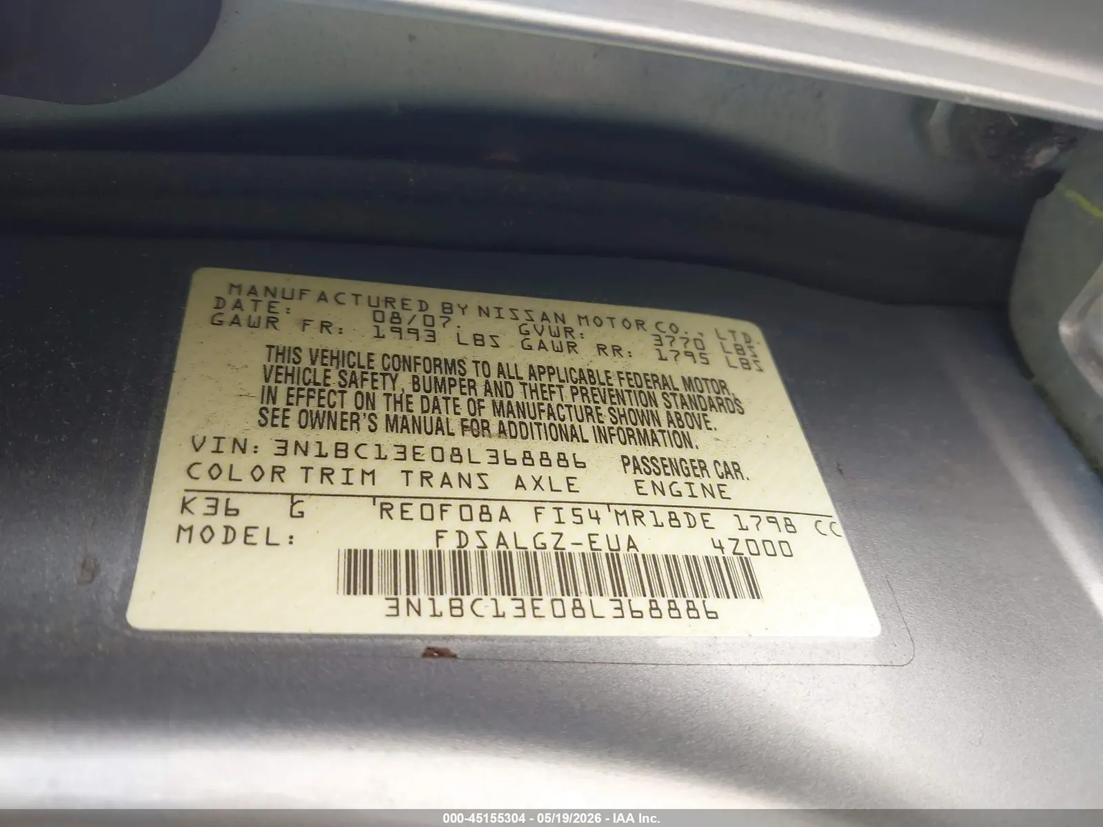 2008 Nissan Versa 1.8 SL