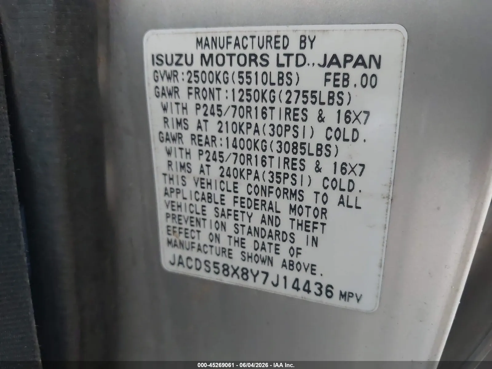 2000 Isuzu Trooper S
