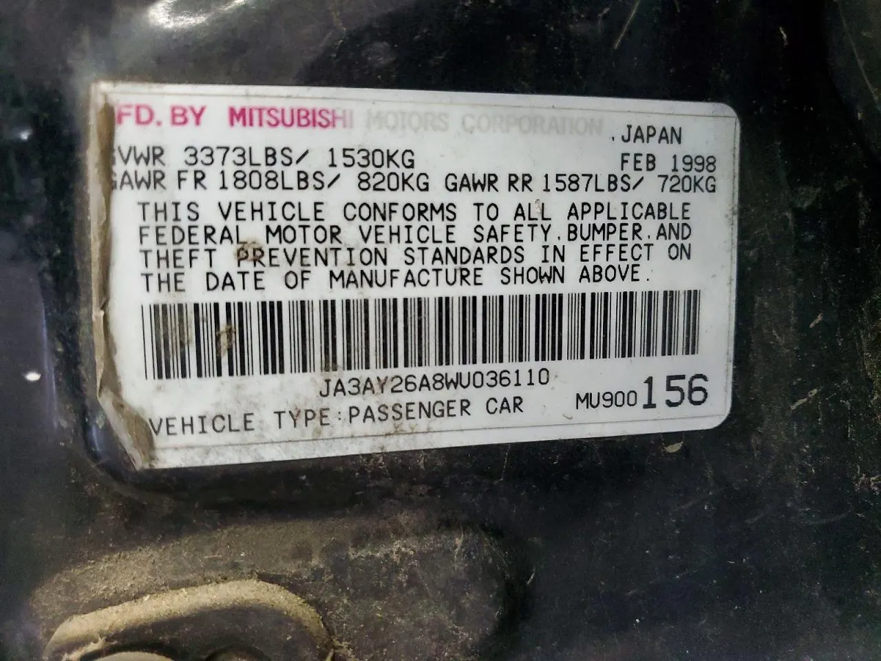 1998 Mitsubishi Mirage DE