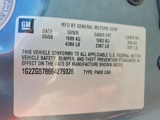 2006 Pontiac G6 6-Cyl