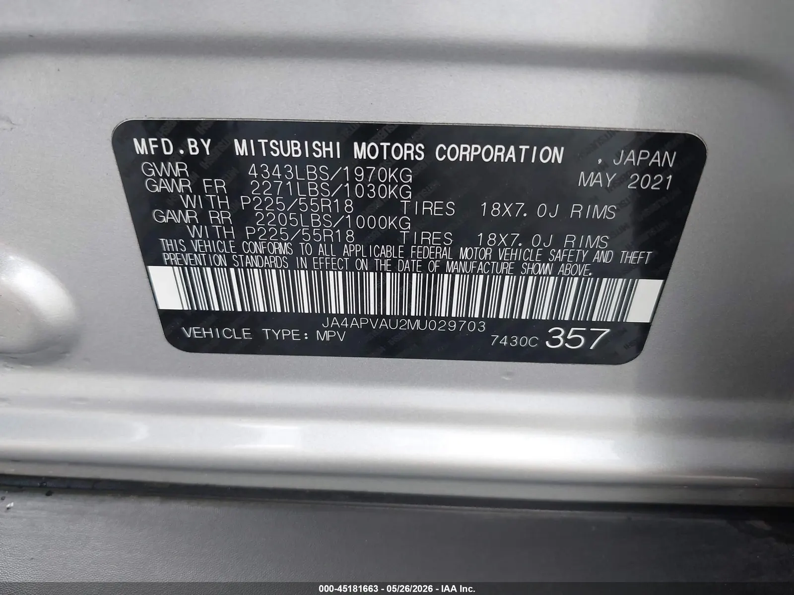 2021 Mitsubishi Outlander Sport SE