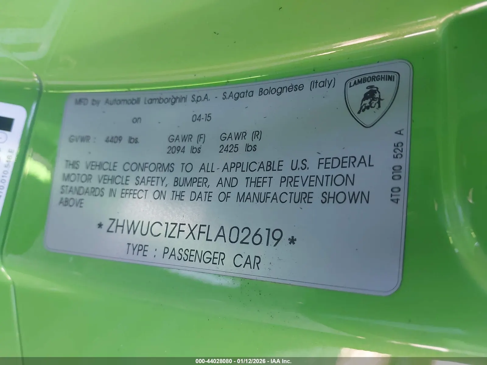 2015 Lamborghini Huracan LP610-4