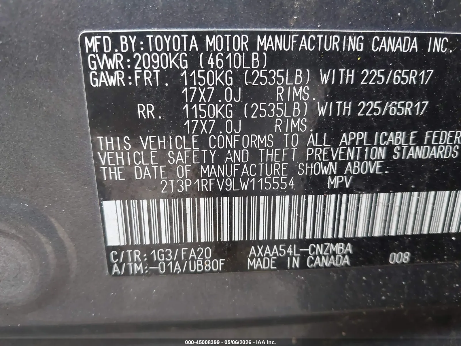 2020 Toyota RAV4 XLE