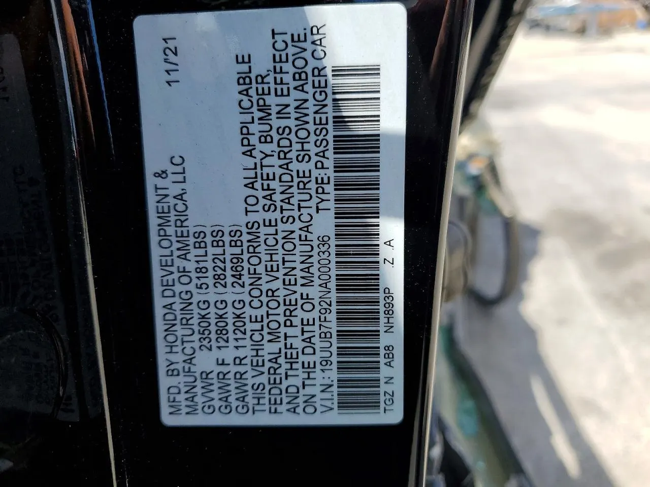 2022 Acura TLX Type S w/Performance Tire
