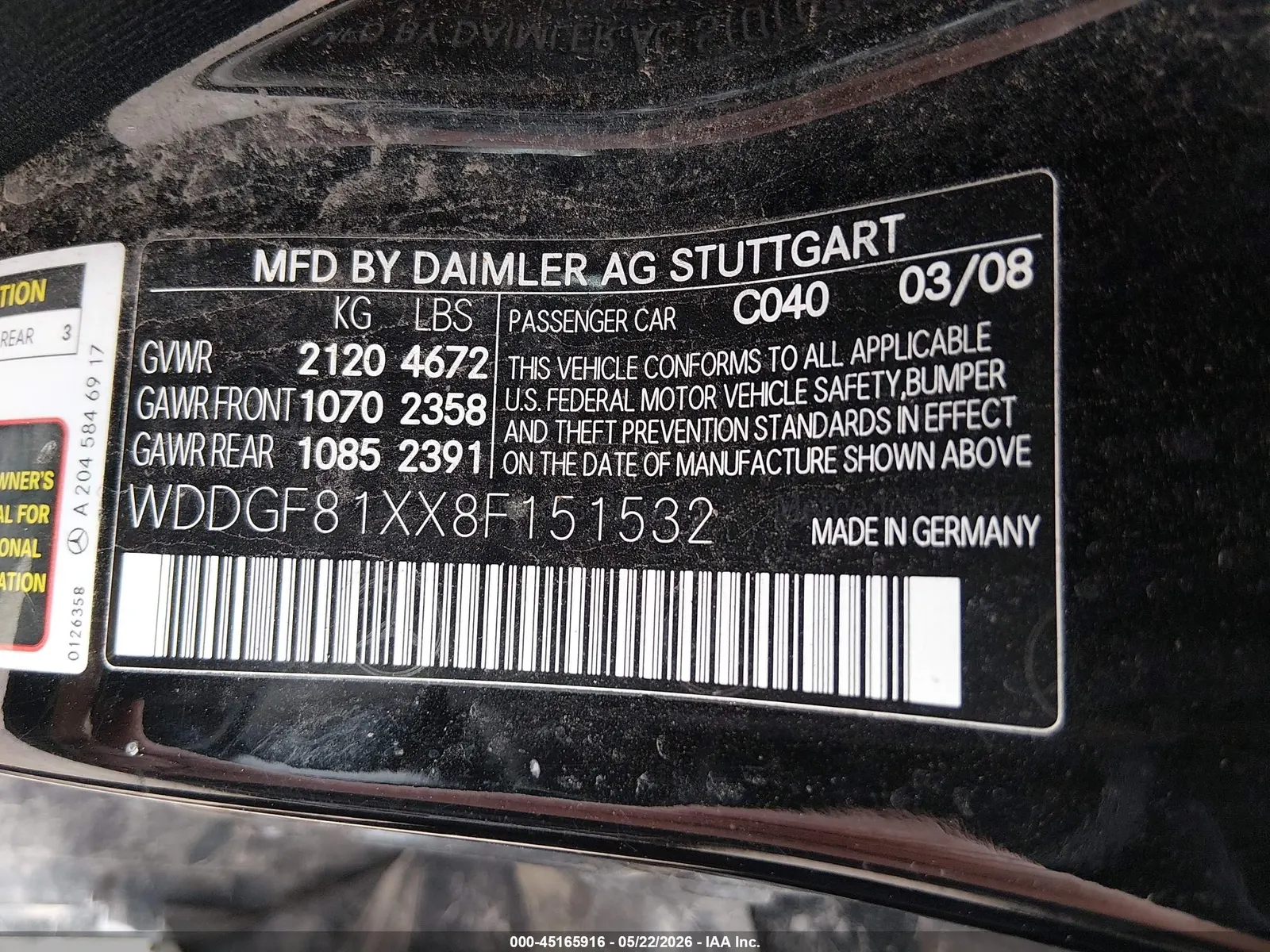 2008 Mercedes-Benz C-Class 3.0L Sport