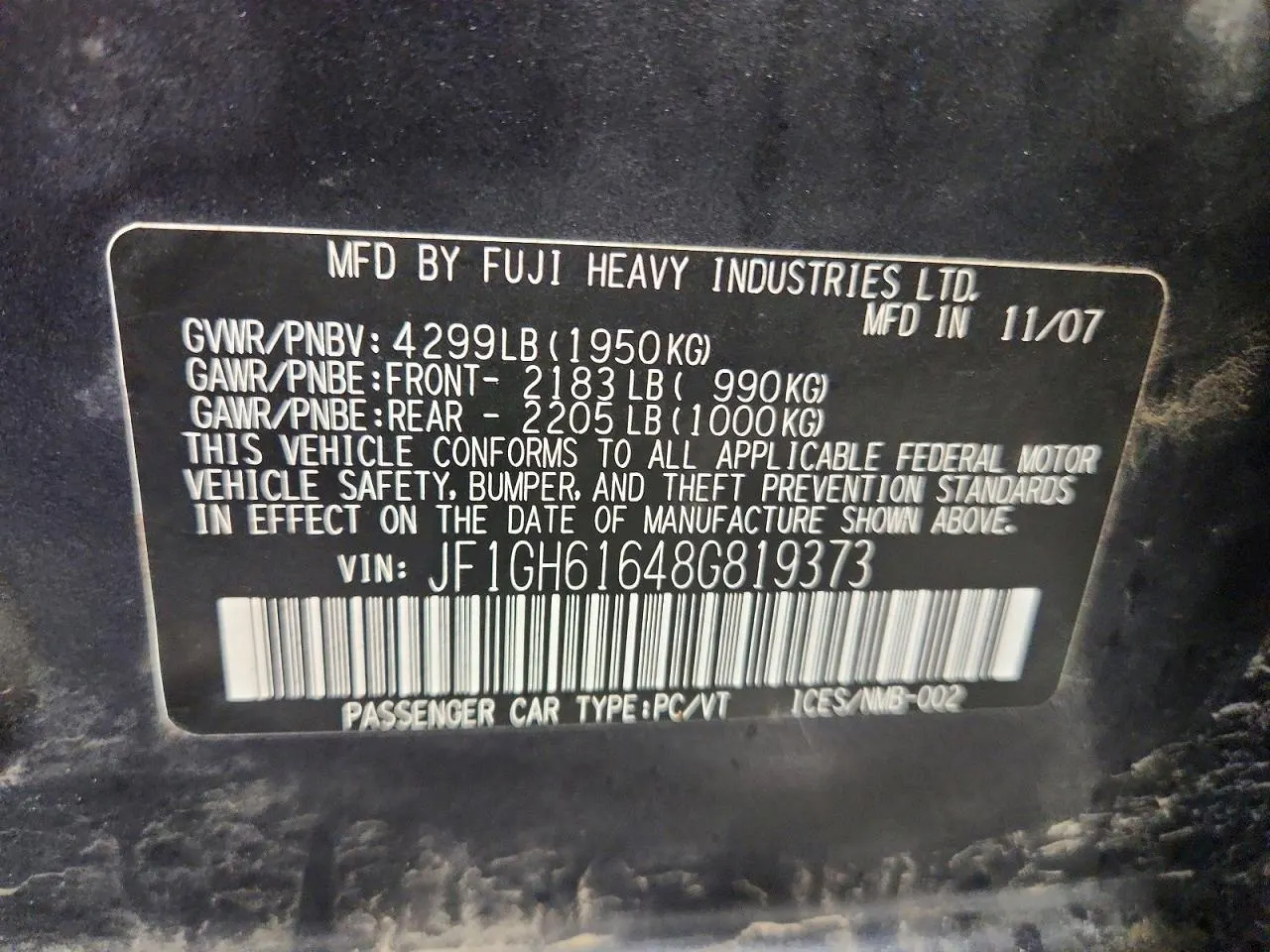 2008 Subaru Impreza Wagon (Natl) i