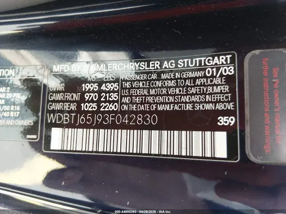 2003 Mercedes-Benz CLK-Class 3.2L