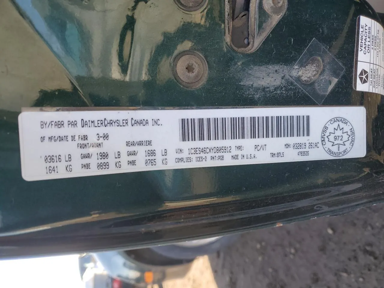 2000 Chrysler NEON LE