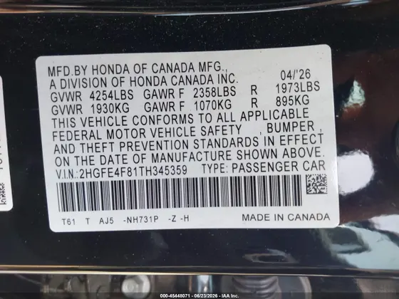2026 Honda Civic Sedan Hybrid Sport