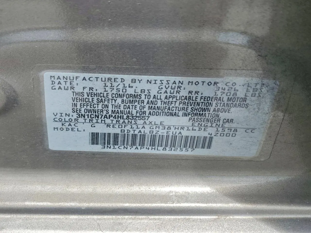 2017 Nissan Versa Sedan S