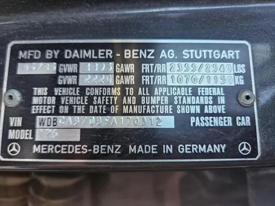 1985 Mercedes-Benz 500 Series 500SEL