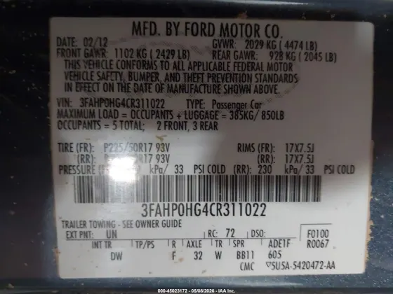 2012 Ford Fusion SE