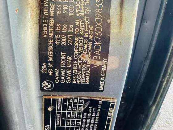 1988 BMW 528 - 533 - 633 - 733 528E
