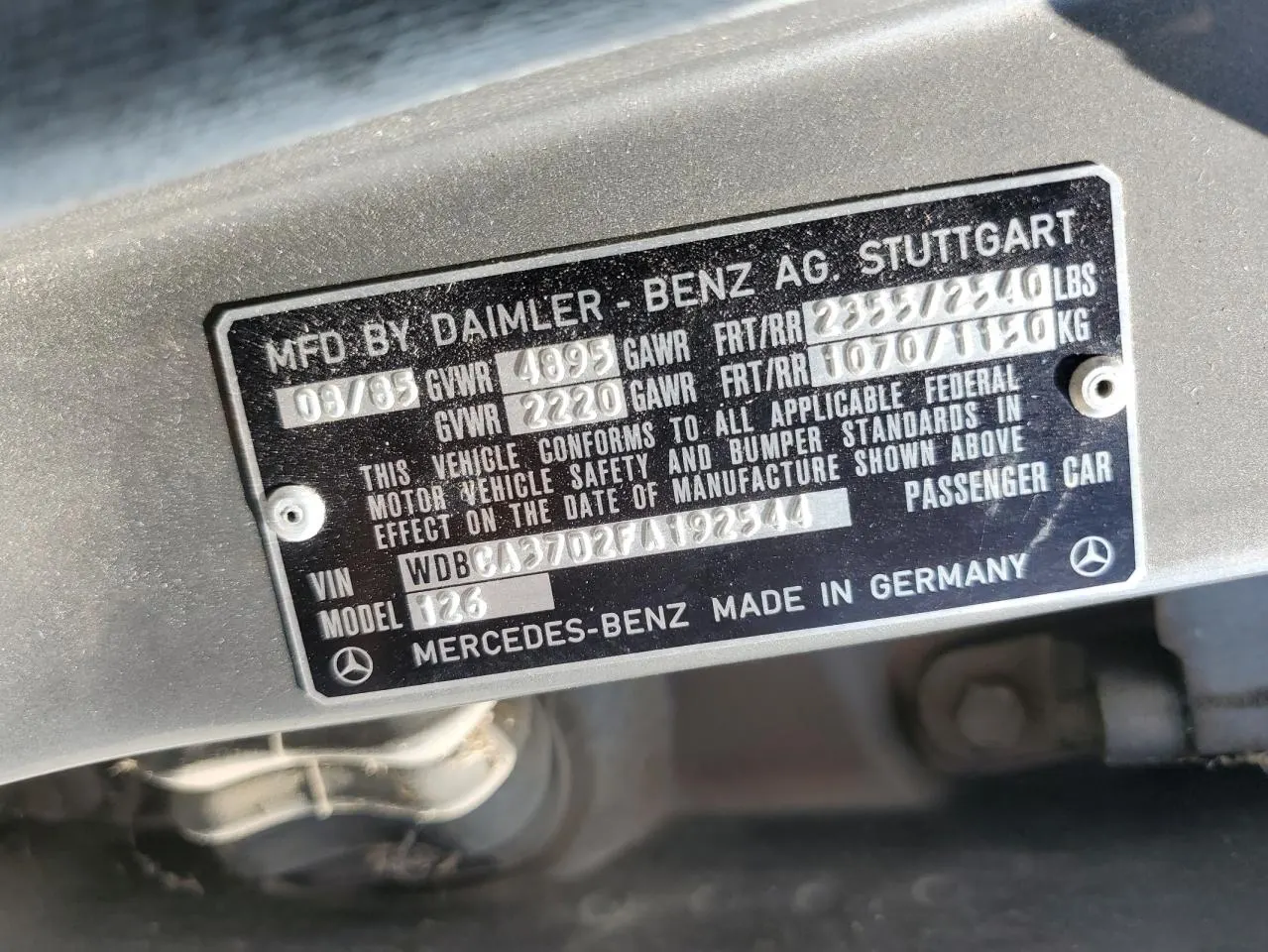 1985 Mercedes-Benz 500 Series 500SEL