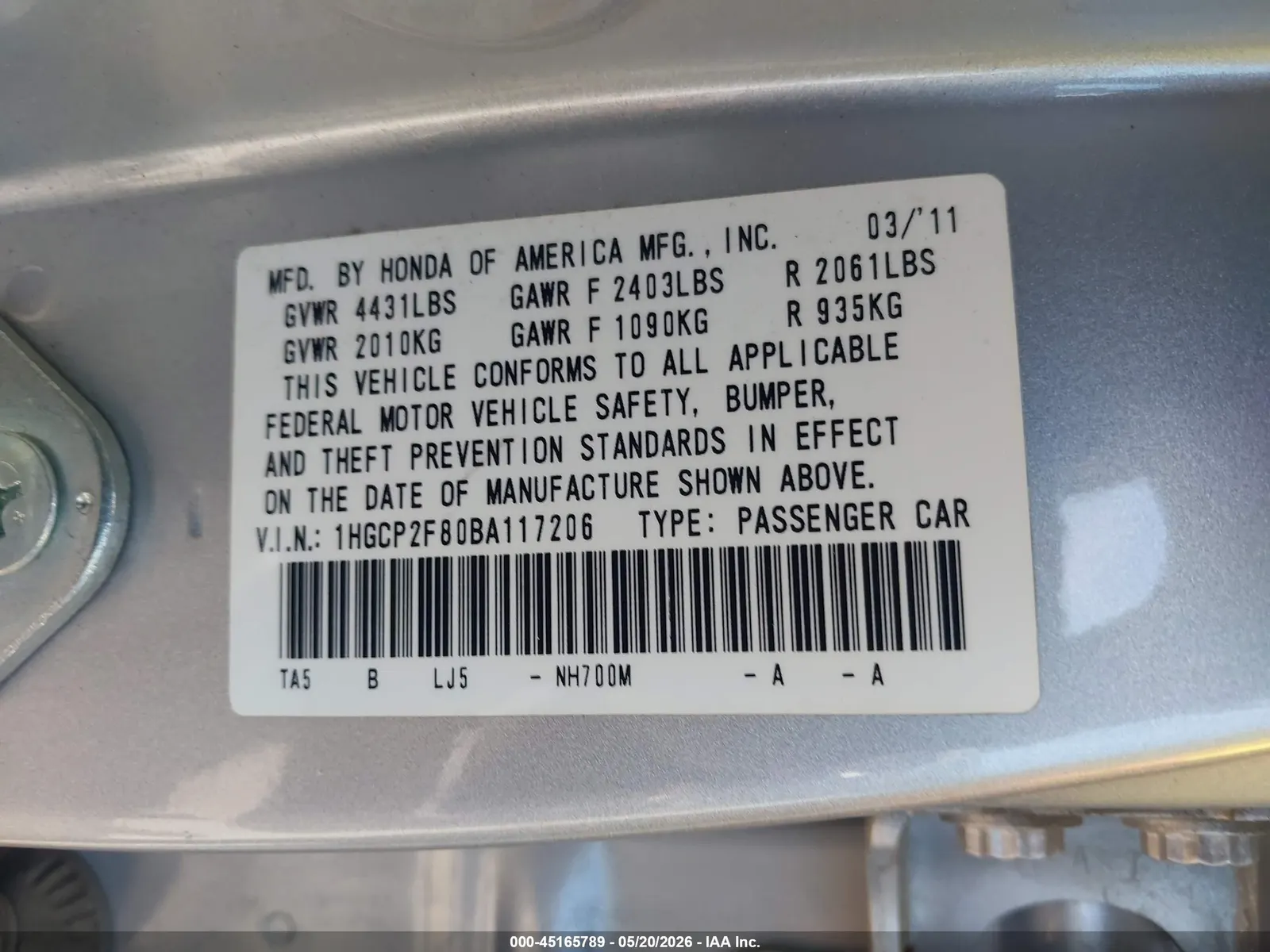2011 Honda Accord Sdn EX-L