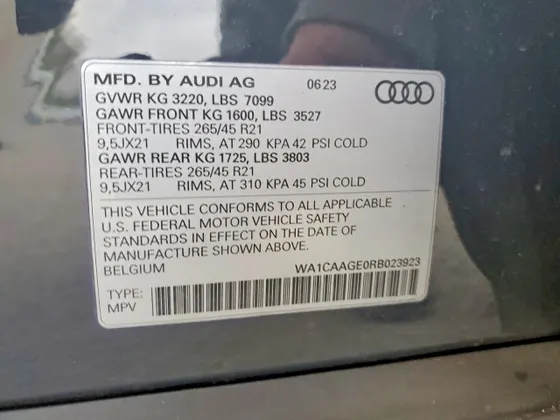 2024 Audi Q8 e-tron Sportback S line Premium Plus