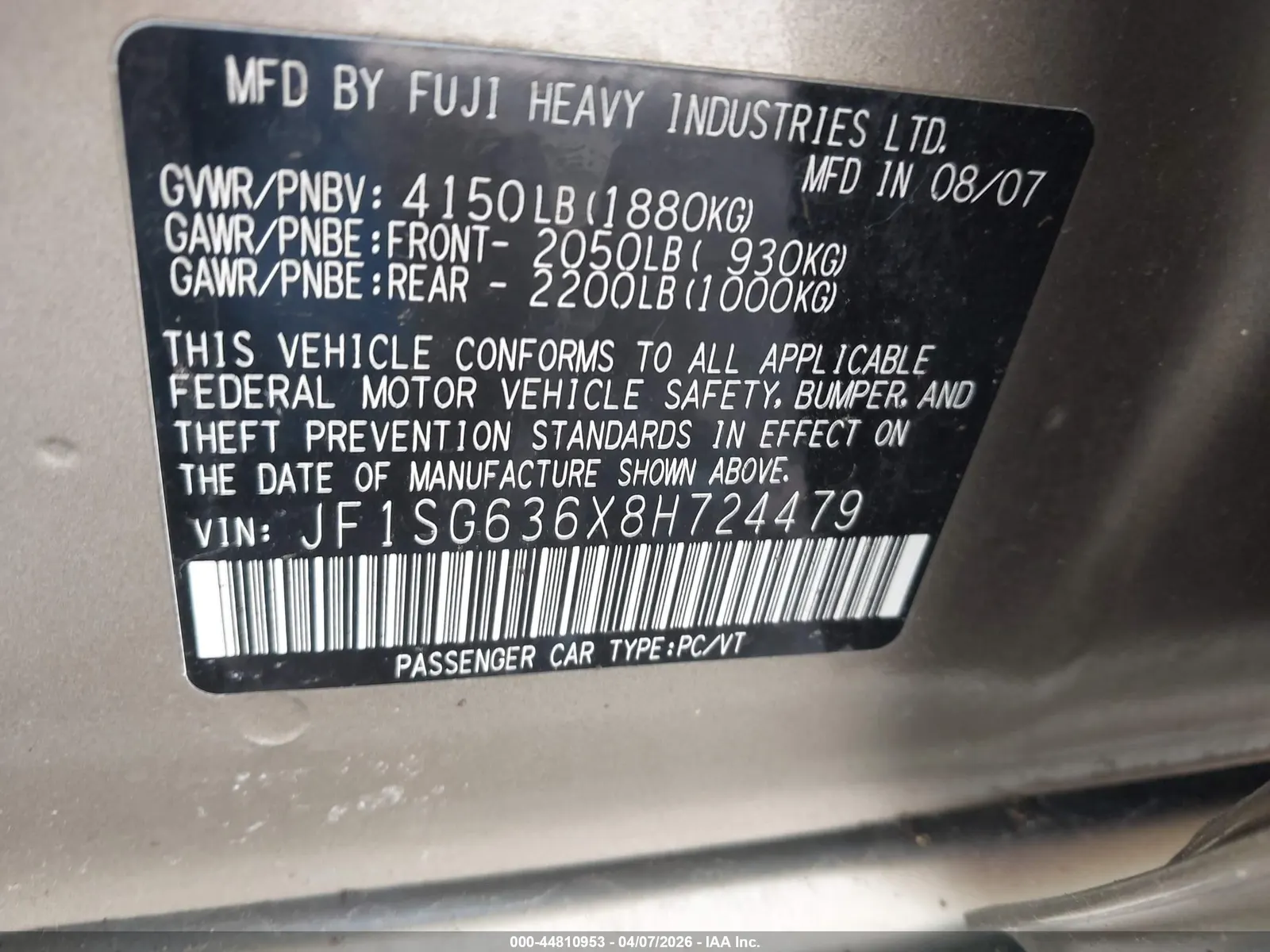 2008 Subaru Forester (Natl) X