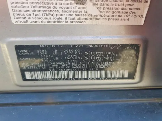 2012 Subaru Outback 2.5i Limited