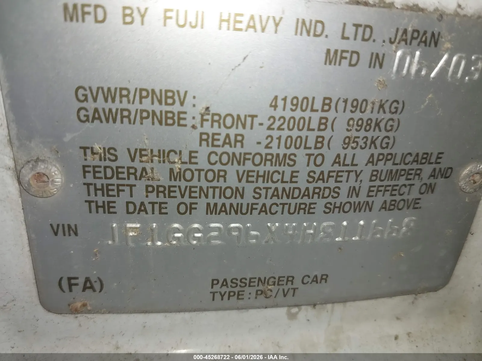 2004 Subaru Impreza Wagon (Natl) WRX Sport